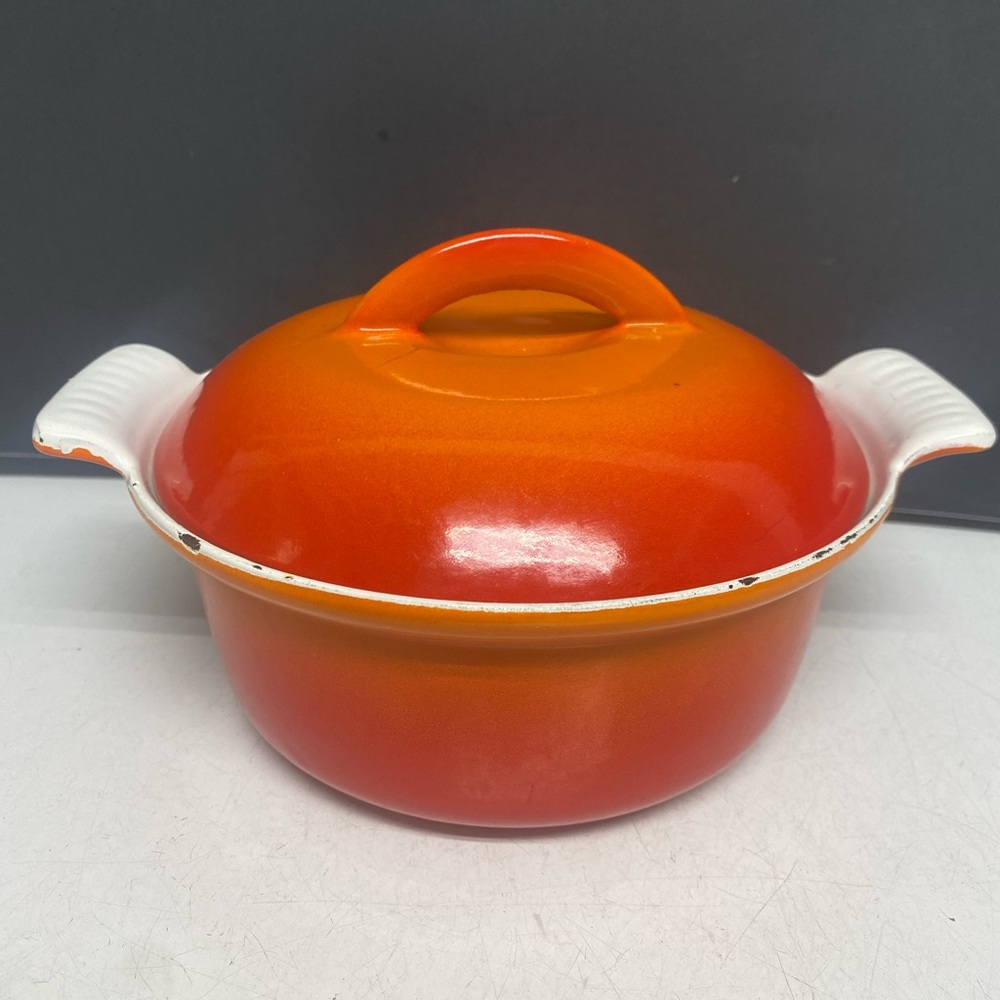 Descoware 17-A 16 FE Flame Orange Covered Casserole Pan Made inBelgium